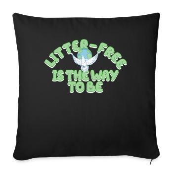 No Littering Anti Littering Earth Day - Sofa pillowcase 17,3'' x 17,3'' (45 x 45 cm) - black - Front