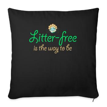 No Littering Anti Littering Earth Day - Sofa pillowcase 17,3'' x 17,3'' (45 x 45 cm) - black - Front
