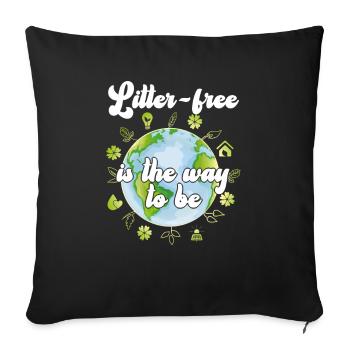 No Littering Anti Littering Earth Day - Sofa pillowcase 17,3'' x 17,3'' (45 x 45 cm) - black - Front