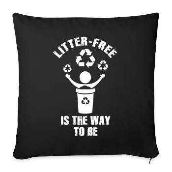 No Littering Anti Littering Earth Day - Sofa pillowcase 17,3'' x 17,3'' (45 x 45 cm) - black - Front