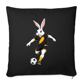 Lapin de Pâques Joueur de Football Design de Football de Pâques - Housse de coussin décorative 45 x 45 cm - noir - Devant
