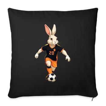 Joueur de football lapin de Pâques et conception de football de Pâques - Housse de coussin décorative 45 x 45 cm - noir - Devant