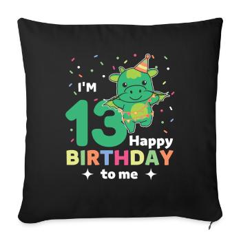 Drache zum 13. Geburtstag für Kinder dreizehn - Sofakissenbezug 45 x 45 cm - Schwarz - Vorne