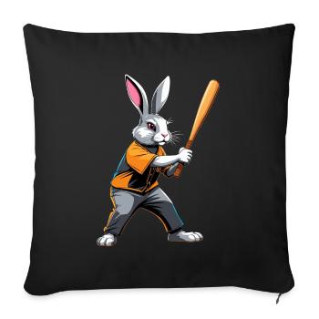 Baseball Player Easter Bunny Funny Easter - Sofa pillowcase 17,3'' x 17,3'' (45 x 45 cm) - black - Front