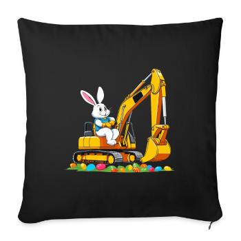 Easter Bunny Excavator Driver Easter Eggs Funny - Sofa pillowcase 17,3'' x 17,3'' (45 x 45 cm) - black - Front