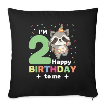 Raton laveur pour les enfants de 2 ans - Housse de coussin décorative 45 x 45 cm - noir - Devant