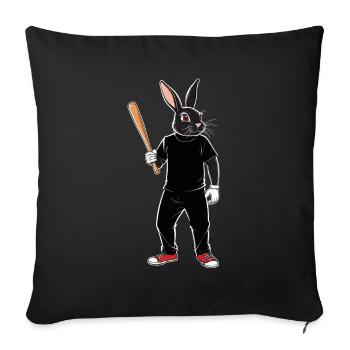 Baseballspieler Osterhase Ostern Baseball - Sofakissenbezug 45 x 45 cm - Schwarz - Vorne
