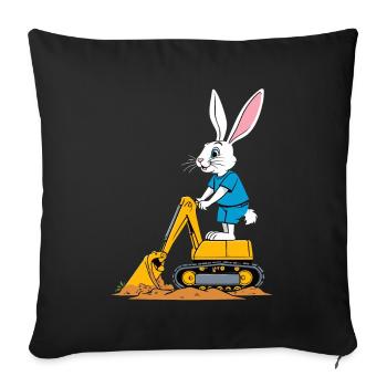 Easter Bunny Excavator Driver Funny Easter Eggs Digging - Sofa pillowcase 17,3'' x 17,3'' (45 x 45 cm) - black - Front