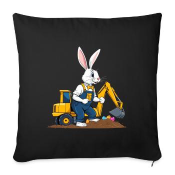 Easter Bunny Excavator Driver Easter Eggs Digging Funny - Sofa pillowcase 17,3'' x 17,3'' (45 x 45 cm) - black - Front