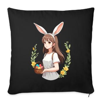 Anime Ostern Kawaii Osterhase Manga Mädchen Otaku - Sofakissenbezug 45 x 45 cm - Schwarz - Vorne