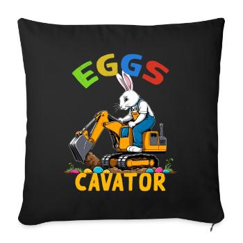 Funny Easter Saying Easter Bunny Excavator Driver - Sofa pillowcase 17,3'' x 17,3'' (45 x 45 cm) - black - Front