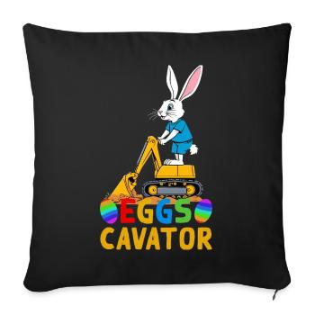 Funny Easter Saying Easter Bunny Excavator Driver - Sofa pillowcase 17,3'' x 17,3'' (45 x 45 cm) - black - Front