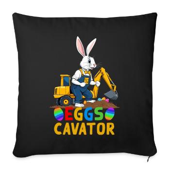 Funny Easter Saying Easter Bunny Excavator Driver - Sofa pillowcase 17,3'' x 17,3'' (45 x 45 cm) - black - Front
