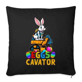 Funny Easter Saying Easter Bunny Excavator Driver - Sofa pillowcase 17,3'' x 17,3'' (45 x 45 cm) - black - Front