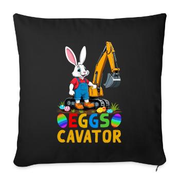 Funny Easter Saying Easter Bunny Excavator Driver - Sofa pillowcase 17,3'' x 17,3'' (45 x 45 cm) - black - Front