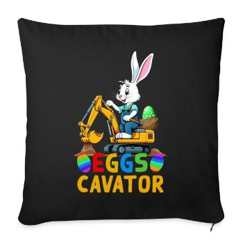 Funny Easter Saying Easter Bunny Excavator Driver - Sofa pillowcase 17,3'' x 17,3'' (45 x 45 cm) - black - Front