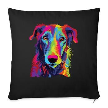 Watercolor Colorful Scottish Deerhound - Sofa pillowcase 17,3'' x 17,3'' (45 x 45 cm) - black - Front