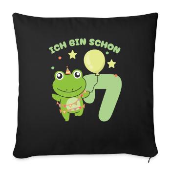 I'm Already 7 Frogs Birthday Kids - Sofa pillowcase 17,3'' x 17,3'' (45 x 45 cm) - black - Front