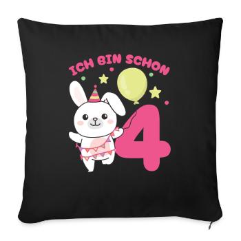 J’ai déjà 4 lapins d’anniversaire - Housse de coussin décorative 45 x 45 cm - noir - Devant