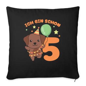 I'm already 5 dogs birthday kids - Sofa pillowcase 17,3'' x 17,3'' (45 x 45 cm) - black - Front