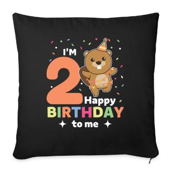 Castor pour les enfants de 2 ans - Housse de coussin décorative 45 x 45 cm - noir - Devant