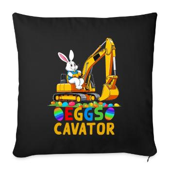 Drôle de Pâques Dicton Lapin de Pâques Conducteur d’excavatrice - Housse de coussin décorative 45 x 45 cm - noir - Devant