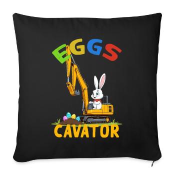 Funny Easter Saying Easter Bunny Excavator Driver - Sofa pillowcase 17,3'' x 17,3'' (45 x 45 cm) - black - Front
