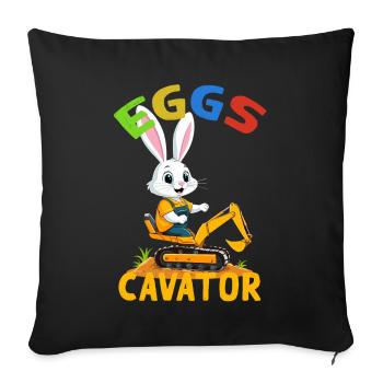 Funny Easter Saying Easter Bunny Excavator Driver - Sofa pillowcase 17,3'' x 17,3'' (45 x 45 cm) - black - Front