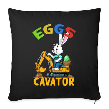 Drôle Pâques Dire Pâques Lapin Excavatrice Conducteur - Housse de coussin décorative 45 x 45 cm - noir - Devant