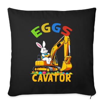 Funny Easter Saying Easter Bunny Excavator Driver - Sofa pillowcase 17,3'' x 17,3'' (45 x 45 cm) - black - Front