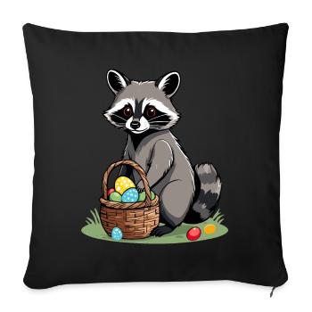 Drôle De Costume De Raton Laveur Oeufs De Pâques Mignons - Housse de coussin décorative 45 x 45 cm - noir - Devant
