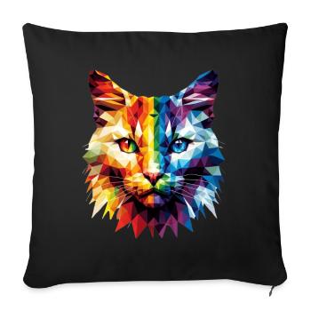 Lgbt Silhouette Poly Art Crystal Kitten Lover - Sofa pillowcase 17,3'' x 17,3'' (45 x 45 cm) - black - Front