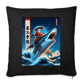 Shark Fisherman Japanese Wave Art Fishing - Sofa pillowcase 17,3'' x 17,3'' (45 x 45 cm) - black - Front