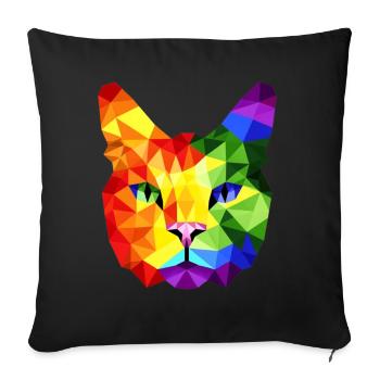 Lgbt Silhouette Poly Art Crystal Kitten Lover - Sofa pillowcase 17,3'' x 17,3'' (45 x 45 cm) - black - Front