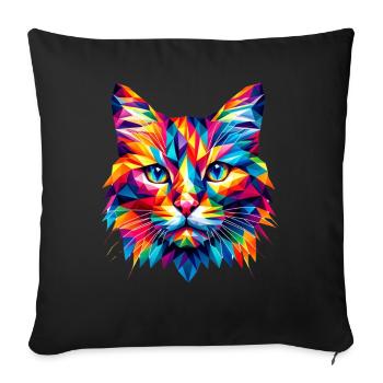 Mosaic Poly Art Crystal Kitten Lover Colorful - Sofa pillowcase 17,3'' x 17,3'' (45 x 45 cm) - black - Front