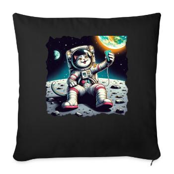 Moon Selfie Kitten Lover Earth Pet - Sofa pillowcase 17,3'' x 17,3'' (45 x 45 cm) - black - Front