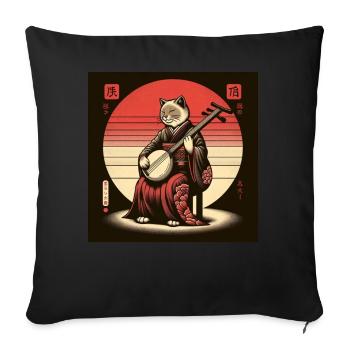 Sunset Musician Papyrus Scroll Japanese - Sofa pillowcase 17,3'' x 17,3'' (45 x 45 cm) - black - Front