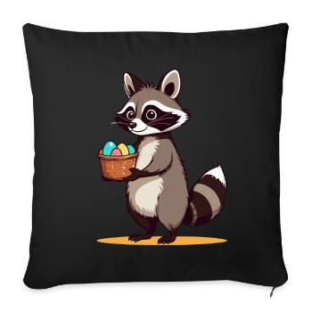 Funny Raccoon Costume with Easter Eggs Design - Sofa pillowcase 17,3'' x 17,3'' (45 x 45 cm) - black - Front