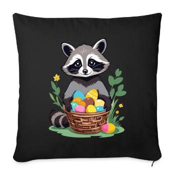 Drôle De Costume De Raton Laveur Oeufs De Pâques Mignons - Housse de coussin décorative 45 x 45 cm - noir - Devant