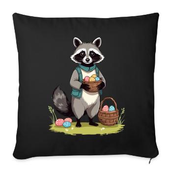 Funny Cute Raccoon Costume Easter Eggs - Sofa pillowcase 17,3'' x 17,3'' (45 x 45 cm) - black - Front