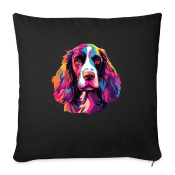 Watercolor Colorful Welsh Springer Spaniel - Sofa pillowcase 17,3'' x 17,3'' (45 x 45 cm) - black - Front