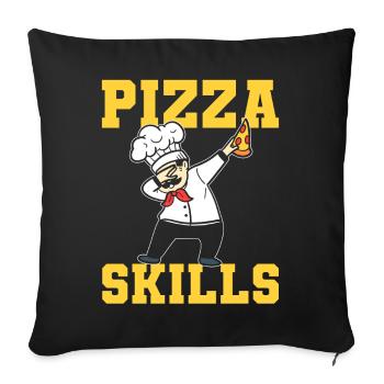 Pizza Skills Pizzabäcker - Sofakissenbezug 45 x 45 cm - Schwarz - Vorne