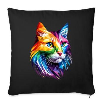 Lgbt Silhouette Poly Art Crystal Kitten Lover - Sofa pillowcase 17,3'' x 17,3'' (45 x 45 cm) - black - Front