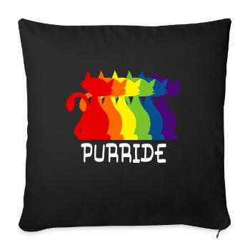 Purride Rainbow Kitten Colorful Lgbt Silhouette - Sofa pillowcase 17,3'' x 17,3'' (45 x 45 cm) - black - Front