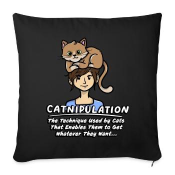 Technique De Catnipulation De Chaton Amant Chat Mignon - Housse de coussin décorative 45 x 45 cm - noir - Devant
