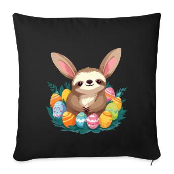 Funny Sloth Easter Bunny Iconic Easter - Sofa pillowcase 17,3'' x 17,3'' (45 x 45 cm) - black - Front
