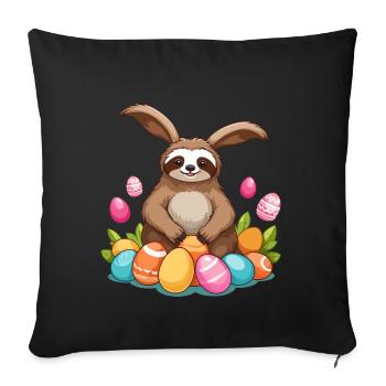Drôle de paresseux lapin de Pâques emblématique Pâques - Housse de coussin décorative 45 x 45 cm - noir - Devant