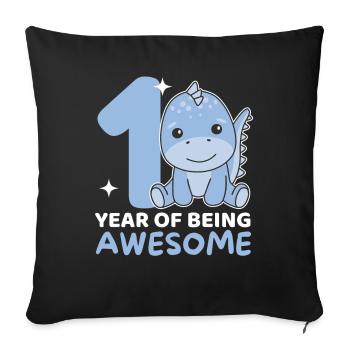 Dino for 1st birthday for children one year old - Sofa pillowcase 17,3'' x 17,3'' (45 x 45 cm) - black - Front