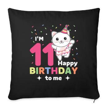 Chat pour les 11 ans pour les enfants de onze ans - Housse de coussin décorative 45 x 45 cm - noir - Devant