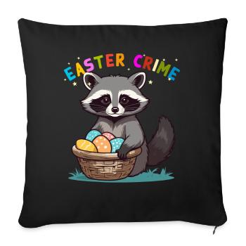 Drôle De Costume De Raton Laveur Oeufs De Pâques Mignons - Housse de coussin décorative 45 x 45 cm - noir - Devant